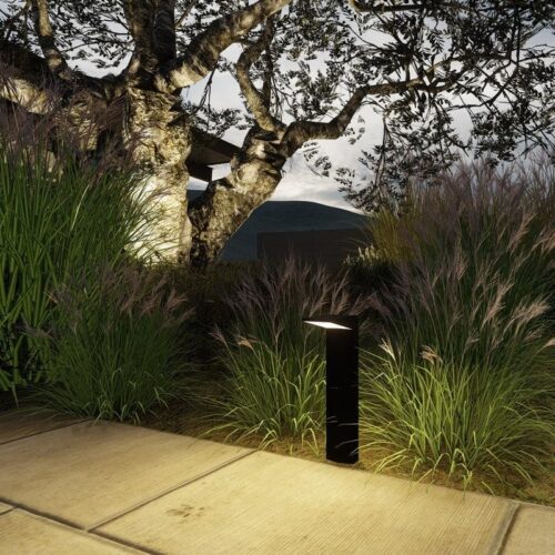 silva-low-18in-modern-low-voltage-outdoor-path-light-for-hardscape-steps BOLD Silva Low 18" Low Voltage LED Path Light – Black Anodized Aluminum with Downward Glow - Image 1